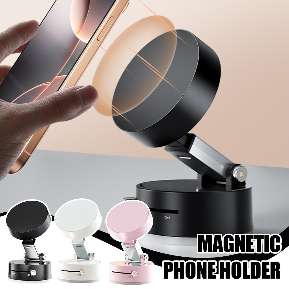 Magnetic Vacuum Car Phone Holder — Foldable, Hands-Free Mount