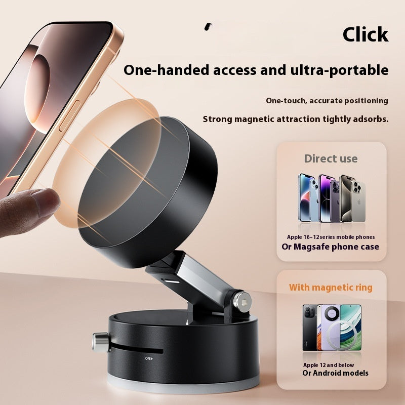 Magnetic Vacuum Car Phone Holder — Foldable, Hands-Free Mount